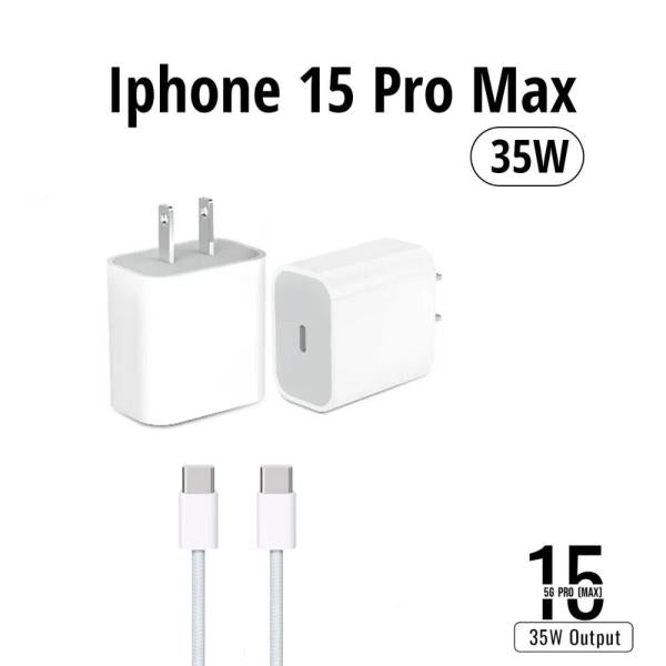 Iphone 15 Pro Max 2 Pin (us Pin) 35w Usb-c Power Adapter With Usb-c To C Cable