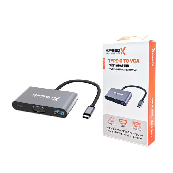 Speedx Sp-tc01 Type-c 3.1 To Vga+otg C+usb 3.0