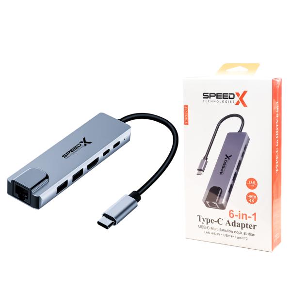 Speed-x (sp-tc601) 6 In 1 Multi-port Type C 4k Hdmi Usb 3.0 Converter Good Ic Big Packing