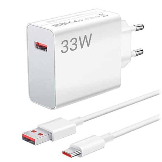Xiaomi 33w Eu Plug Qc3.0 Fast Quick Wall Charger With Cable