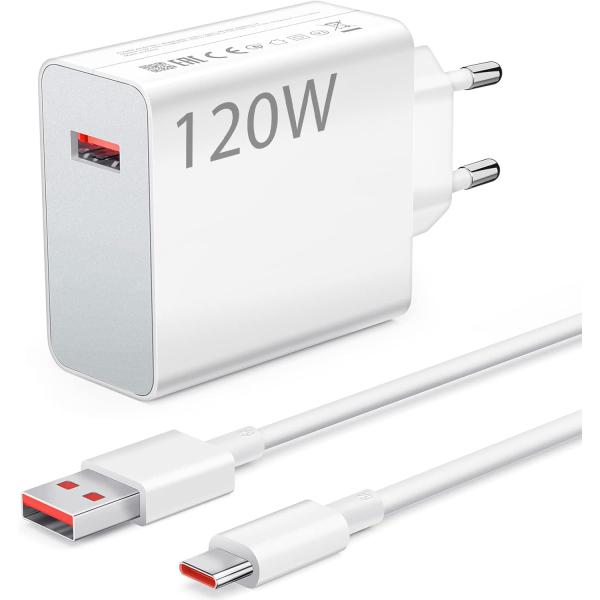 Xiaomi 120w Eu Plug Qc3.0 Fast Quick Wall Charger With Cable