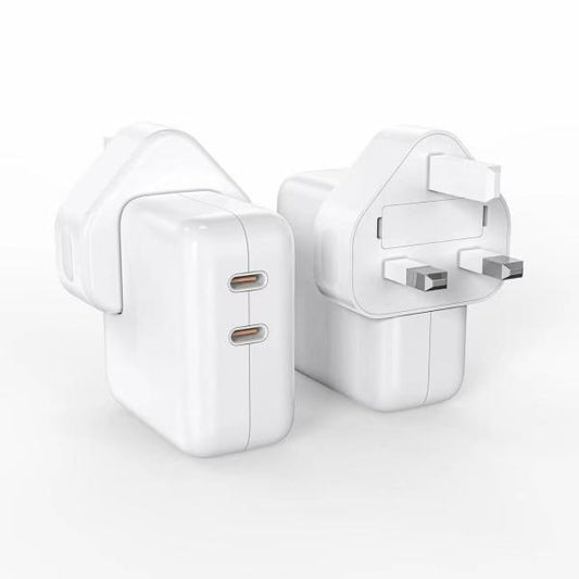 Iphone 35w Uk 3 Pin Dual Type C Fast Charging Pd Adapter