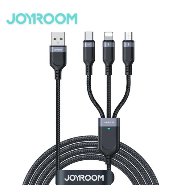 Joyroom S-1t3018a18 Multi-use 3.5a Usb-a To Lightning+type-c+micro 3-in-1 Data Cable1 2m-black