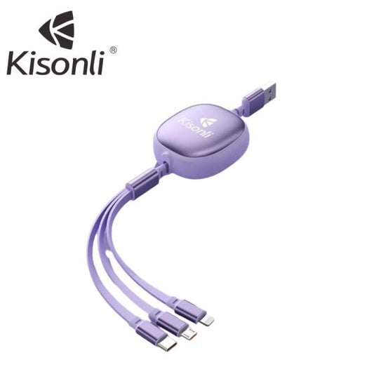 Kisonli 3-in-1 Micro Usb Type-c And Iphone Charger Cable Multiple Usb Ports
