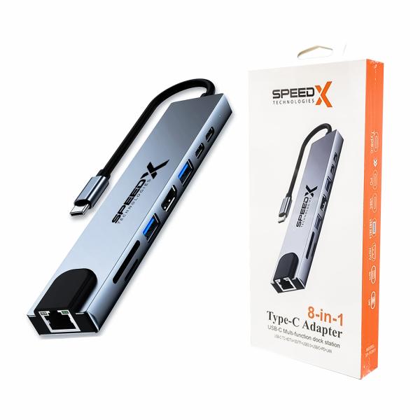 Speedx (sp-tc801) 8 In 1 Multi-port Type C 4k Hdmi Usb 3.0 Converter Good Ic Big Packing