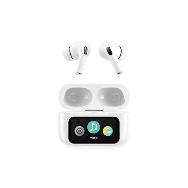 A9 Pro App Anc/enc Display Touch Control Bt 5.4 Wireless Earbuds With Zwsvibe App White