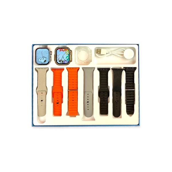 Jss-700 Pro Max Dual Smart Watch With 7 Straps + 1 Silicone Case Bluetooth Call Heart Rate Monitor (dual Dial Black+gold) With Hryfine App