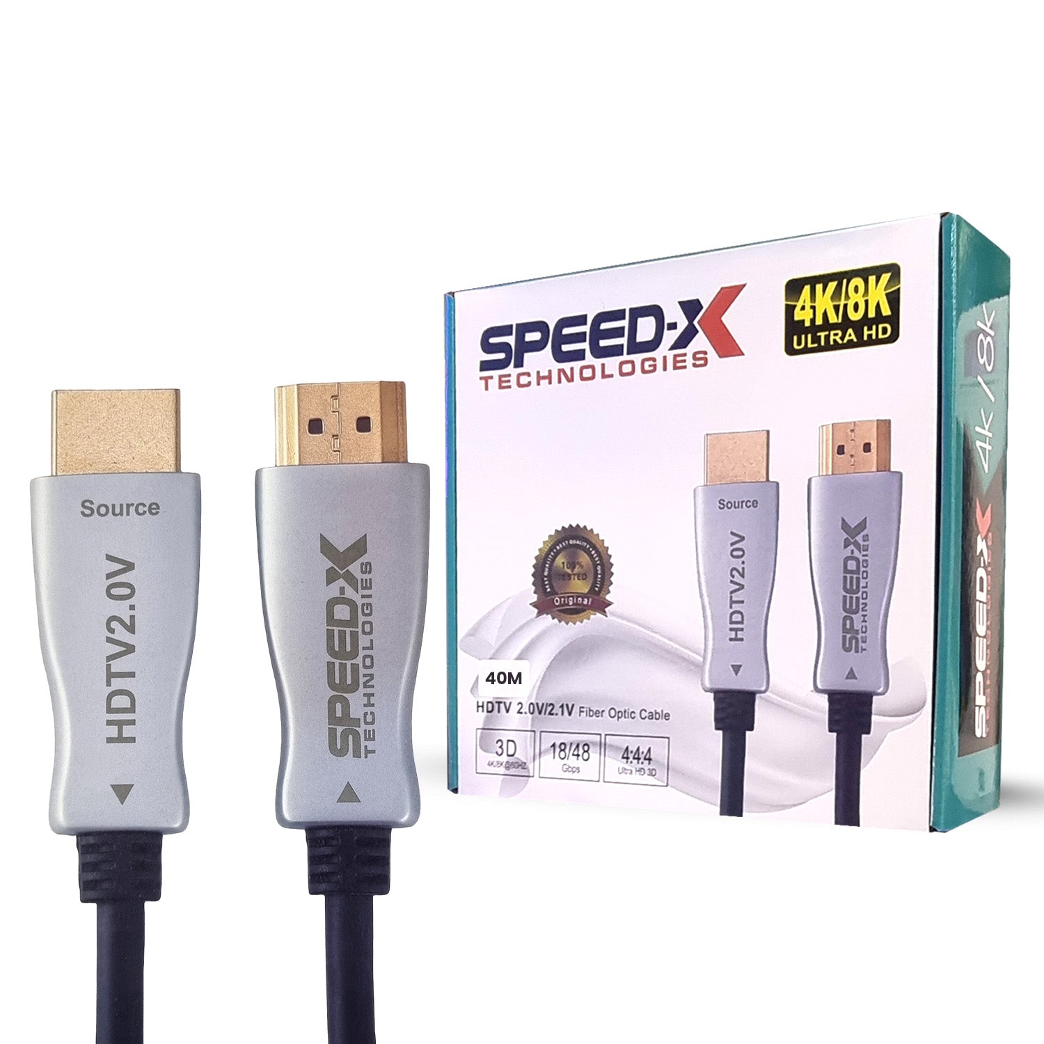 Speed-x 40m Fiber Hdmi Cable 2.0/2.1 Aoc(active Optical Cable) 30awg Copper Support 4k 8k Uhd (full Length)