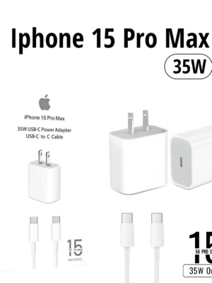 Iphone 15 Pro Max 2 Pin (Us Pin) 35w Usb-C Power Adapter With Usb-C To C Cable