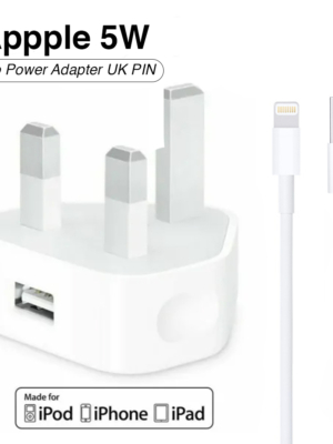 Iphone Usb 5w Power Adaptor Uk Pin With Lightning To Usb Cable