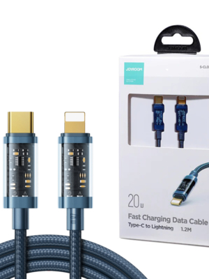 Joyroom S-Cl020a12 Type-C To Lightning 20w Data Cable 1.2m Transparent Nylon Blue