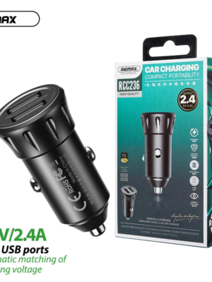 Remax Car Charger Vanguard Series 2usb 2.4a Black Moq:92 (Rcc236)